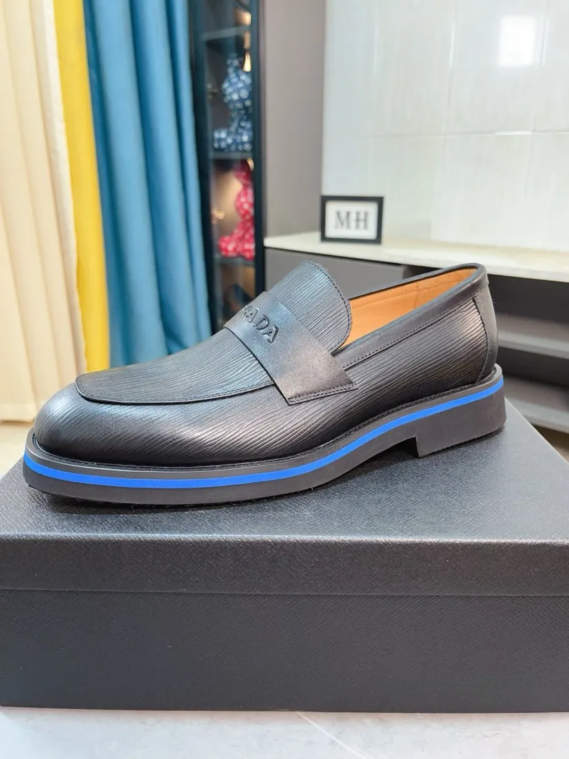 Men's shoes 💰540🌹🌹【PRADA Leather Shoes】Top purchasing agency Original imported Italian custom-made open-edge beaded cowhide leather surface, fully imported water-dyed breathable cowhide lining, original factory special molded sole super comfortable, size: 38-44
